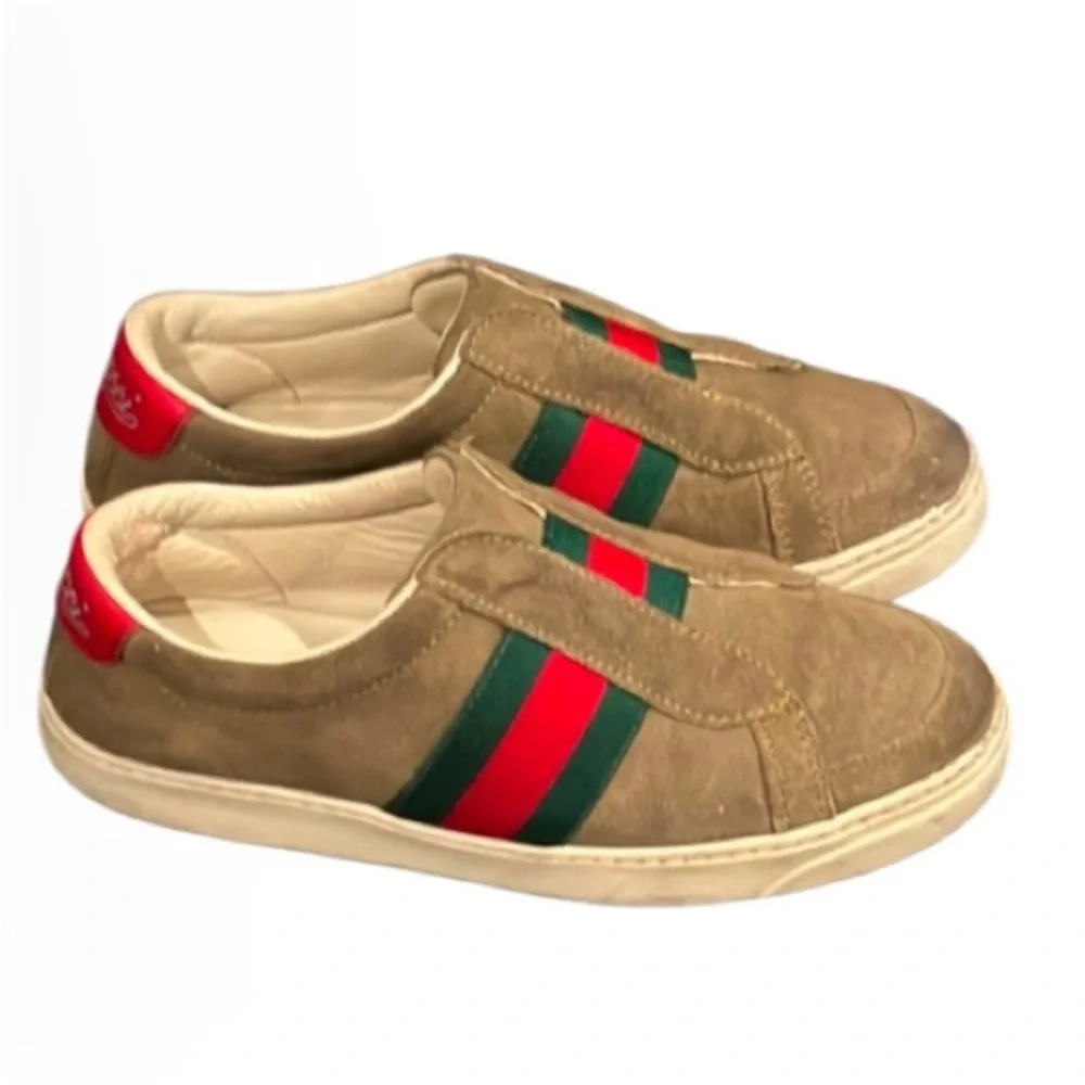 Authentic Gucci luxury designer signature Web suede leather slip on sneakers 13 - Picture 3 of 16